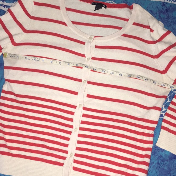 H&M Red & Cream Striped Cardigan sz Med - Picture 7 of 8